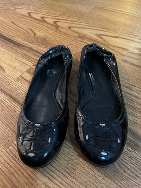 Tory Burch Reva Black Patent Ballet Flats